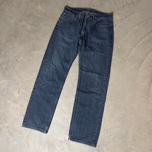 Levis 505 Regular Fit Straight Leg Jeans Men 36x34 Blue Dark Wash Baggy Heritage